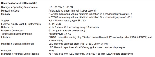 LEO Record (Ei) Pressure Data Logger
