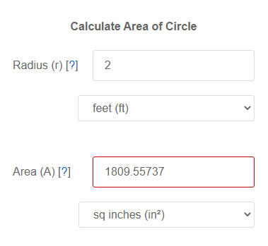 Radius To Area Of Circle Calculator