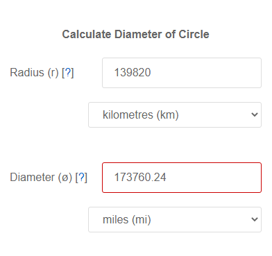 Radius to Diameter of Circle Calculator